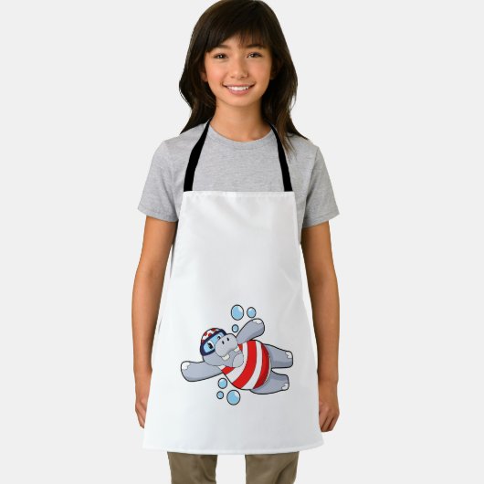 Hippo als duiker met zwembril schort (Insitu)