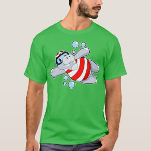 Hippo als duiker met zwembril t-shirt