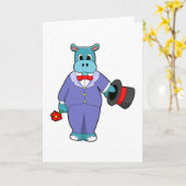 Hippo als Groom met Suit & Roos Kaart (Gele Bloem)