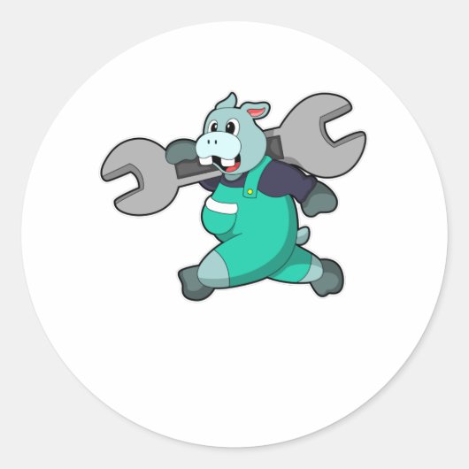 Hippo als Mechanisch met Wfrank Ronde Sticker (Voorkant)
