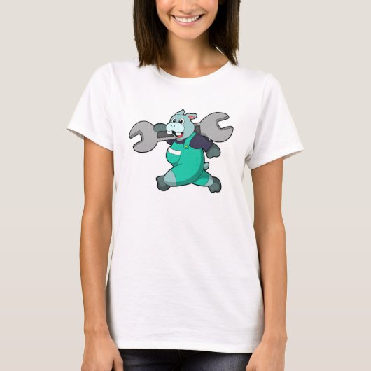 Hippo als Mechanisch met Wfrank T-shirt (Voorkant)