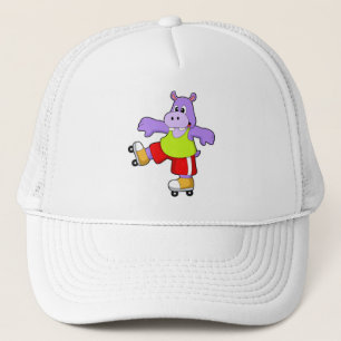 Hippo als Skater met gealigneerde schaatsen Trucker Pet