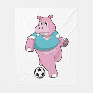 Hippo als Voetbal speler met Soccer.PNG Fleece Deken