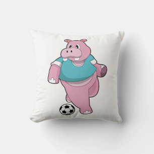 Hippo als Voetbal speler met Soccer.PNG Kussen