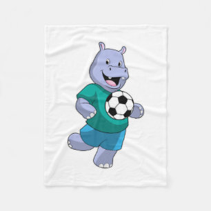 Hippo als voetzoeker met Voetbal Fleece Deken
