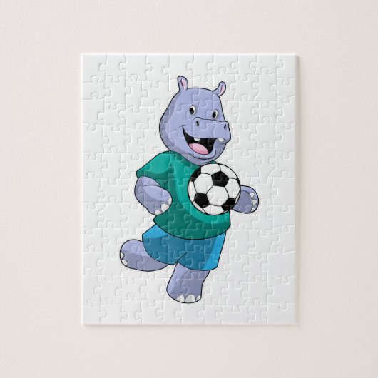 Hippo als voetzoeker met Voetbal Legpuzzel (Verticaal)