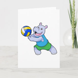 Hippo als volleybalspeler met volleybal kaart