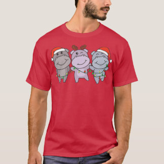 Hippo animaux de Noël mignons Hippopotames T-shirt