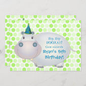 Hippo Anniversaire Fête Invitation (Devant / Derrière)