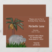 Hippo Anniversaire Invitations (Devant / Derrière)