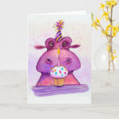 Hippo Anniversaire pour vous ! Carte (Fleur jaune)