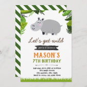 Hippo anniversaire thème de fête invitation (Devant / Derrière)