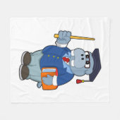 Hippo as Professor with Book Fleece Deken (Voorkant (Horizontaal))