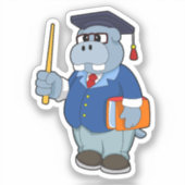 Hippo as Professor with Book Sticker (Voorkant)