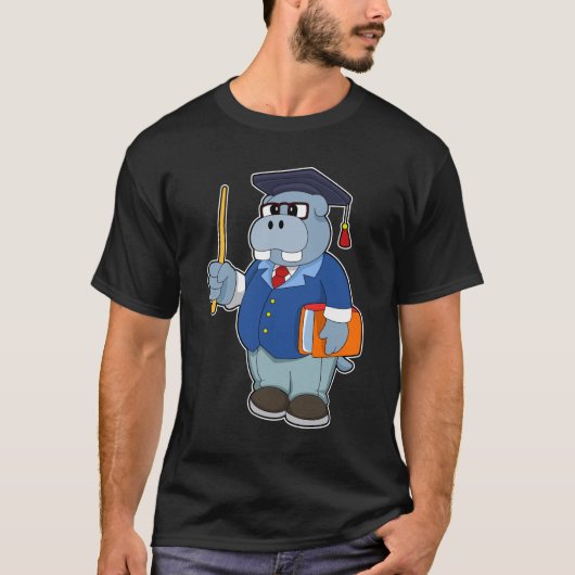 Hippo as Professor with Book T-shirt (Voorkant)