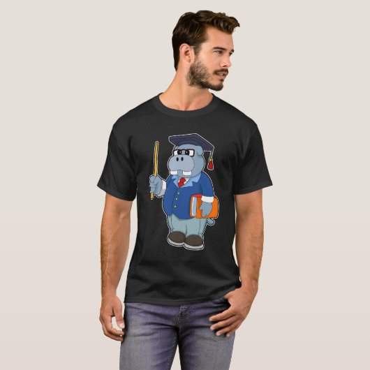 Hippo as Professor with Book T-shirt (Voorkant volledig)