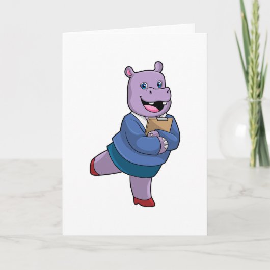 Hippo as Secretary with Notepad Kaart (Voorkant)
