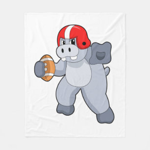 Hippo at Football Sports Fleece Deken