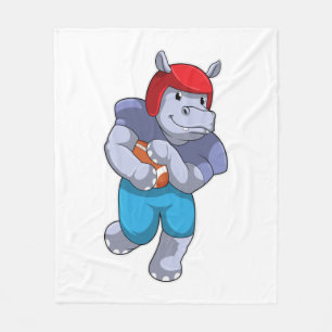 Hippo at Football Sports Fleece Deken