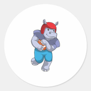 Hippo at Football Sports Ronde Sticker