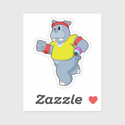 Hippo at Running Sticker (Vel)