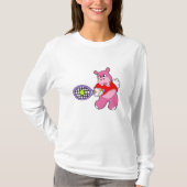 Hippo at Tennis with Tennis racket T-shirt (Voorkant)