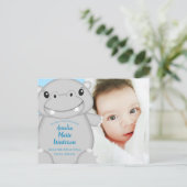 Hippo Baby shower Blue Briefkaart (Staand voorkant)