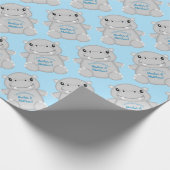 Hippo Baby shower Blue Cadeaupapier (Hoek)