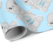 Hippo Baby shower Blue Cadeaupapier (Rol Hoek)