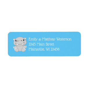 Hippo Baby shower Blue Etiket