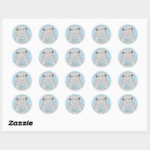 Hippo Baby shower Blue Ronde Sticker (Vel)