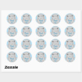 Hippo Baby shower Blue Ronde Sticker (Vel)