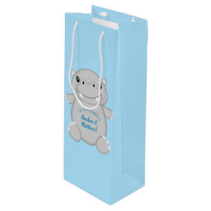 Hippo Baby shower Blue Wijn Cadeautas