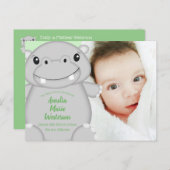 Hippo Baby shower Briefkaart (Voorkant / Achterkant)