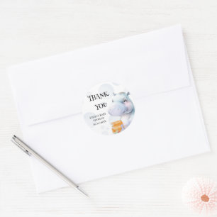Hippo Baby shower gunst Ronde Sticker