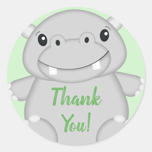 Hippo Baby shower Ronde Sticker (Voorkant)
