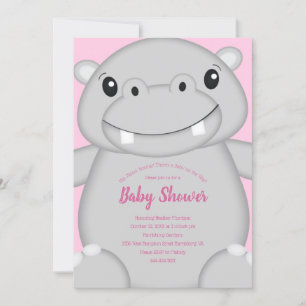 Hippo Baby shower Roze Kaart