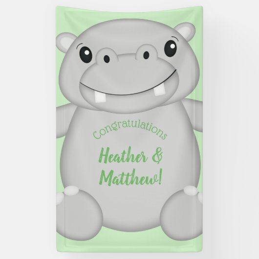 Hippo Baby shower Spandoek (Verticaal)