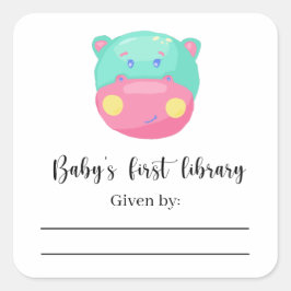 Hippo - Baby showers boekenplank, boeken voor baby Vierkante Sticker