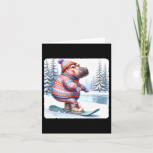 Hippo balanceert op snowboard. Snowboarden Kaart