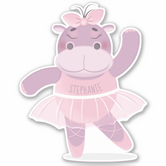 Hippo Ballerina Sticker (Voorkant)
