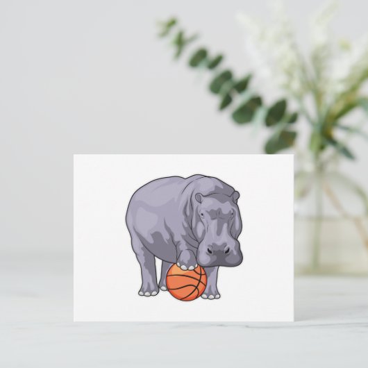 Hippo Basketball speler Basketball Briefkaart (Staand voorkant)
