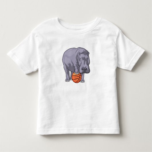 Hippo Basketball speler Basketball Kinder Shirts (Voorkant)