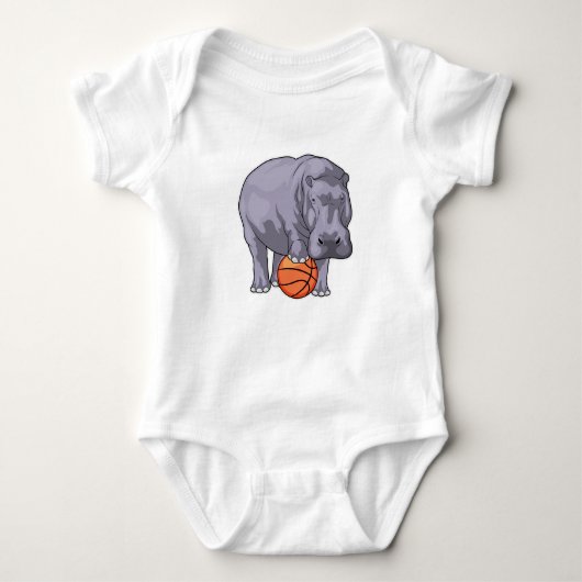 Hippo Basketball speler Basketball Romper (Voorkant)