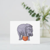 Hippo Basketbalspeler Basketbal Briefkaart (Staand voorkant)
