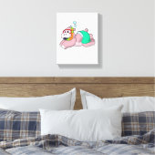 Hippo bij duiken met Snorkel Canvas Afdruk (Insitu (Slaapkamer))