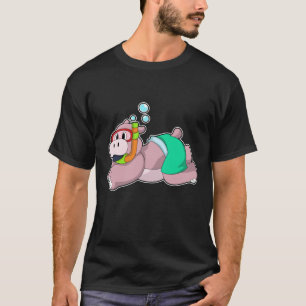 Hippo bij duiken met Snorkel T-shirt