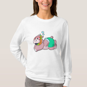 Hippo bij duiken met Snorkel T-shirt