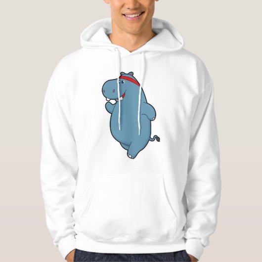 Hippo bij het runnen met hoofdband hoodie (Voorkant)
