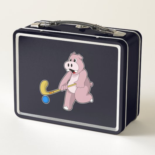 Hippo bij Hockey met Hockey bat (Achterkant)